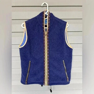 KUHL ALF Sweater Vest Polartec Fleece Women’s Navy Blue Aztec Trim USA Sz S
